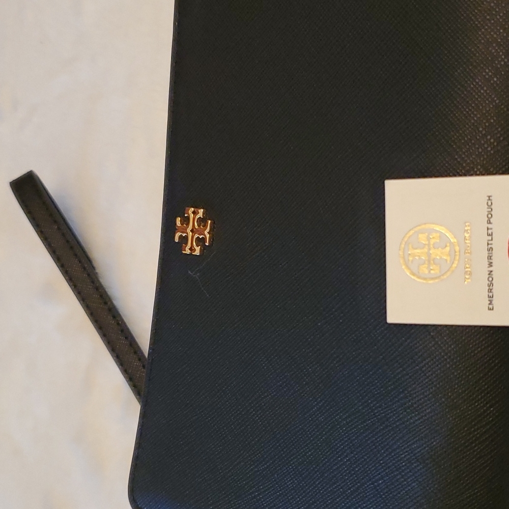 NEW! TORY BURCH Emerson Wristlet Pouch Black - Picture 12 of 12